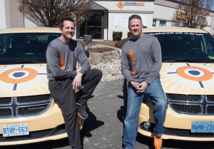 Driverseat Co-founders, Brian and Luke Bazely, outside head office