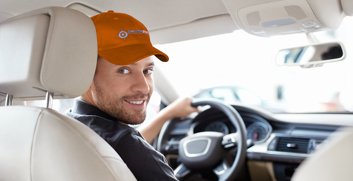 DS Image - Man Driving Car Looking Back - HUGE FORMAT with HAT